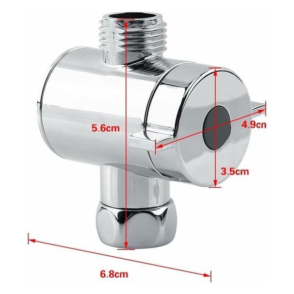 3-way Diverter Valve, G1/2 Switch Adapter Valve for Kitchen or Bathroom Faucet, Spare Part, Chrome