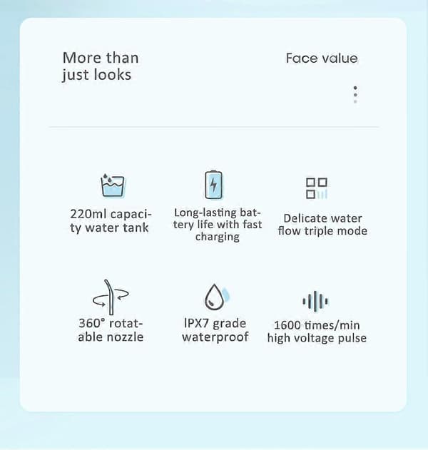 Portable Water Flosser USB Rechargeable Water Jet Toothpick 4 Nozzles