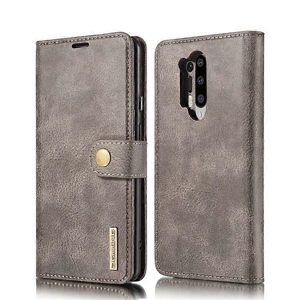 DG.MING Telefondeksel Avtakbart 2-i-1 Delt Lær Lommebokdeksel + PC Bakside Kompatibelt For OnePlus 8 Pro [DB] Grå Grey