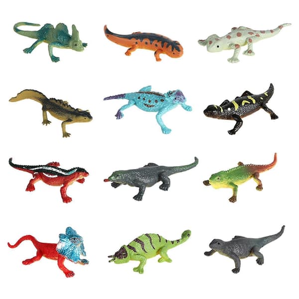 12 dele realistiske dyrefigurer figurer til samling festartikler øgle
