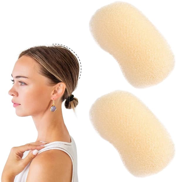 Usynlig fluffy hårklemme, 2 dele, til perfekte puff- og knoldfrisurer, til kvinder og piger, beige