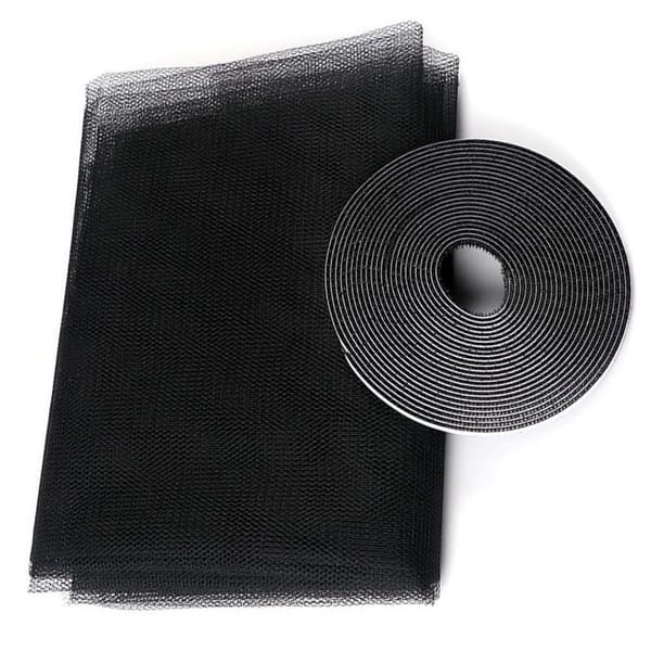 Klipbart Myggenet til Vinduer med Velcro 130x150cm Sort