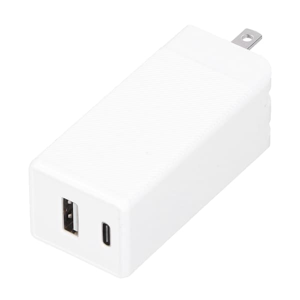 65W GaN PD-strømadapter med doble porter, sammenleggbar lader, hurtigladeblokk 100V-240V US-plugg
