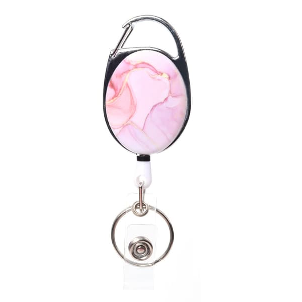 Oval Elastisk Infällbar Karbinhake Frostad Infällbar Karbinhake Zinklegeringsram Elastisk Utomhusnyckelring - Rosa