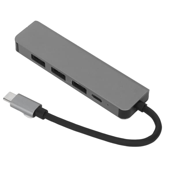 5 i 1 Type C Hub Type C til HD Multimedia Interface USB3.0 2 USB2.0 USB C PD Understøtter 4K 30Hz Plug and Play USB C Hub Grå