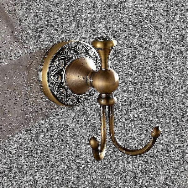 Retro Brass Robe Hook Bathroom Hook 2 Hooks Bathroom Accessories Set Paper Holder Antique Brass Finish Wall