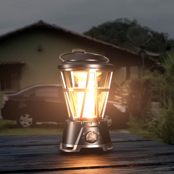 Utendørs camping teltlampe retro campinglampe solcellelading cam