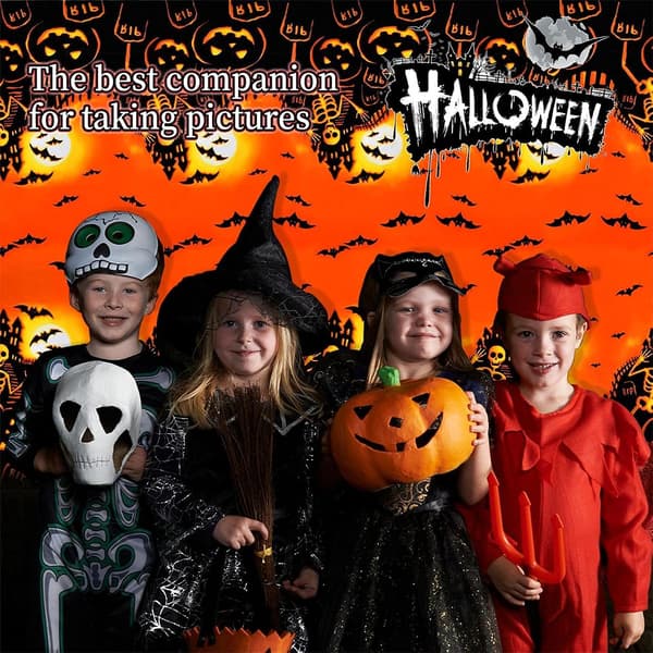 Halloween Tablecloth, 137X274cm Tablecloth Halloween Decoration, Spooky Pumpkin Tablecloth, Rectangular Tablecloth, Halloween Skeleton Tablecloth, Wat