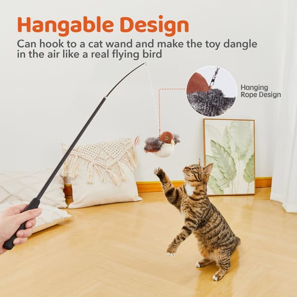 Cat Toy, Rechargeable Interactive Sparrow Toy, Realistic Sparrow, Touch-Activated, Sporty Cat Toy