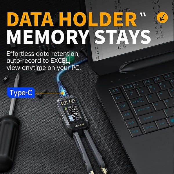 LCR-ST1 10KHz LCR Meter Tweezers, Mini Smart SMD Tester, Automatic Component Recognition Electronic Comp