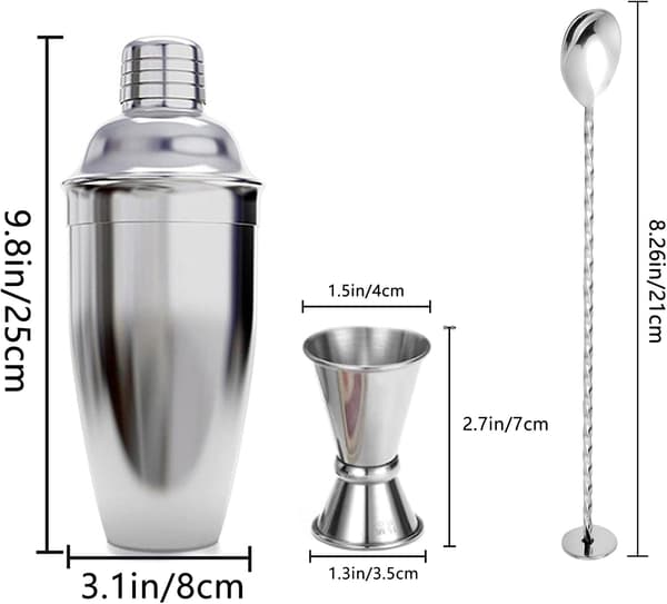 Cocktail Shaker, Cocktail Set, Martini Shaker, 750ml Cocktail Shaker with Strainer, Bartender Tool, Home Bar Cobbler