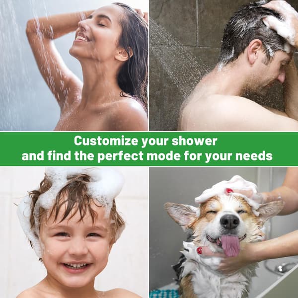 Water-Saving Shower Head - Handheld Universal Square Shower Head with 8 Spray Modes, Single-Hand Adjustable Easy Replacement