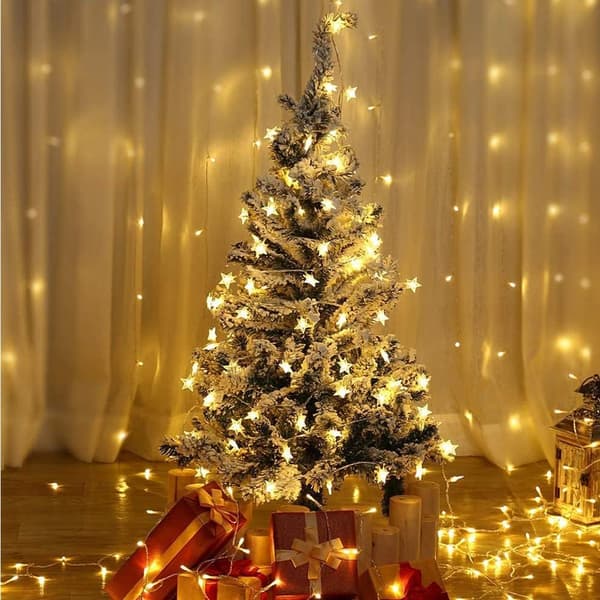 Stjerneformede lyslenker batteridrevet 12m 80 LED Fairy String L