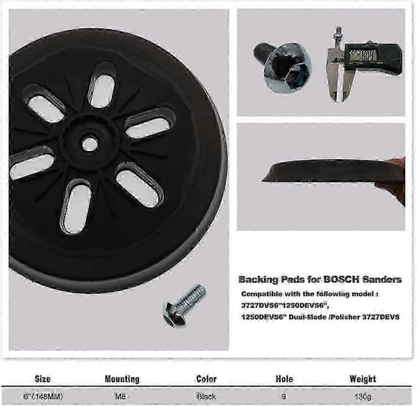 150 mm borrelås slipepute kompatibel med Bosch Gex 150, Gex 150 Ac, Gex 150 Turbo sliper Hardhet-7 [DB]
