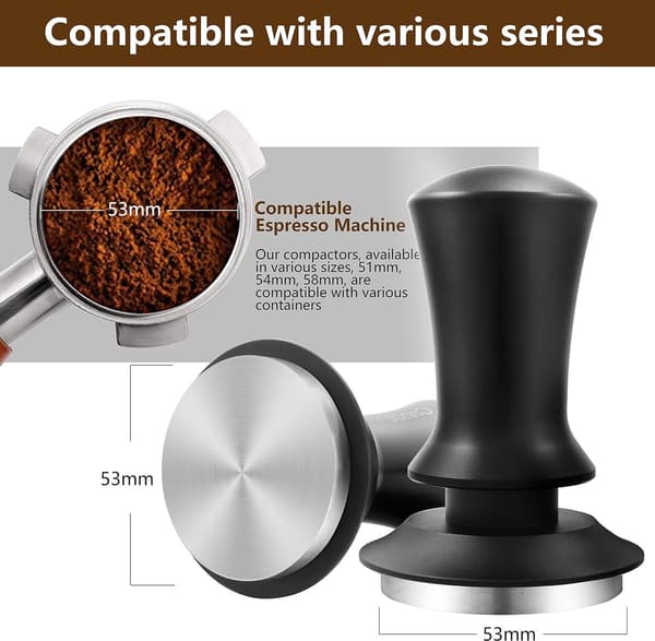 Kaffetamper, Manuell Tamper, Tamper, Med Kalibrert Fjær, 100 % Flat - Tamper i Rustfritt Stål