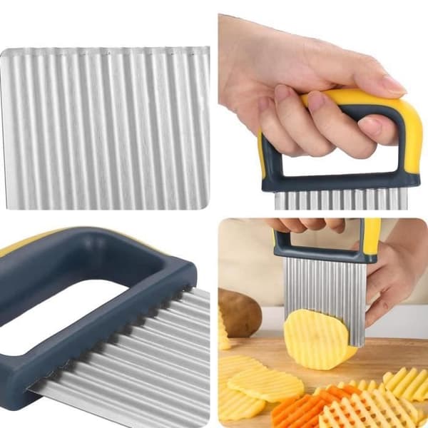 Pommes frites-kutter, manuell potetkutter, bølget blad, potetkutter, potetstrimler