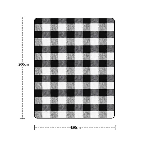 Sort og hvid - 200x200 Vandtæt picnictæppe, picnicbord