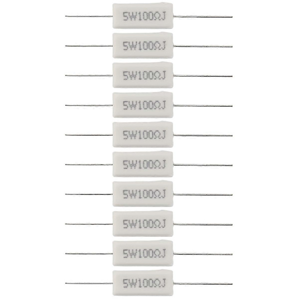 10x Trådviklede Keramiske Cementmodstande 100 Ohm 5W Watt 5%