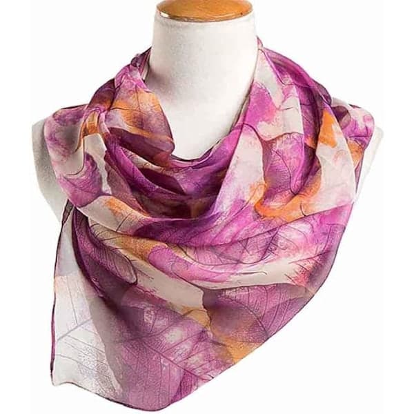 Women's Scarf, Lightweight Scarf, Elegant Floral Pattern, Sheer Scarf, Shawl, Wrap, Purple