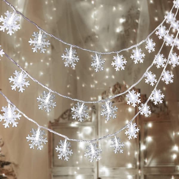 LED Creative Snowflake Light - 10 Meters 80 Lights - with Flashing Battery