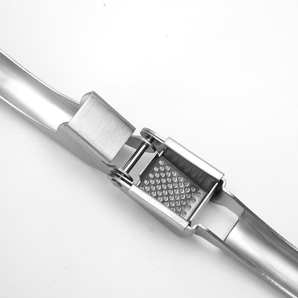 430 Silver Stainless Steel Garlic Press with Easy-Clean