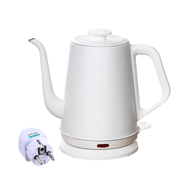 Electric Kettle with German Plug Adapter Durable Pour-Over Coffee Maker for Home Use White White