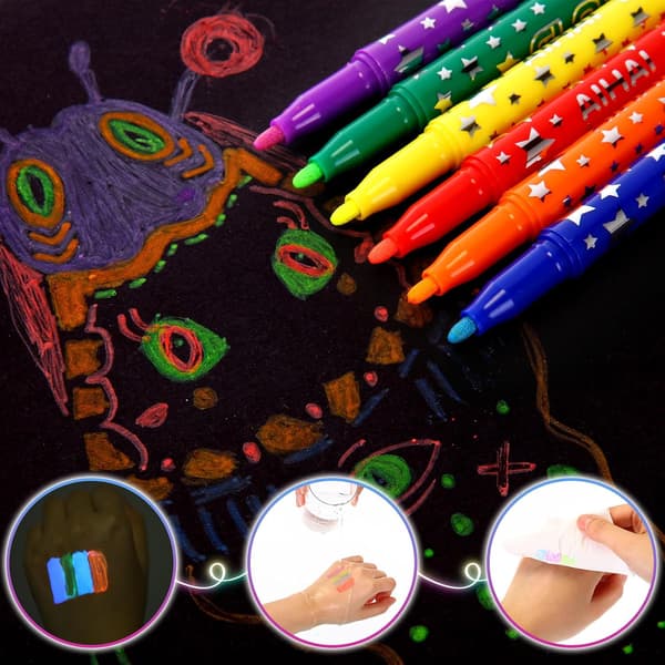 12 stk. selvlysende tuscher, UV neon fluorescerende tuschpenne antal_pakke_antal - item_package_quantity