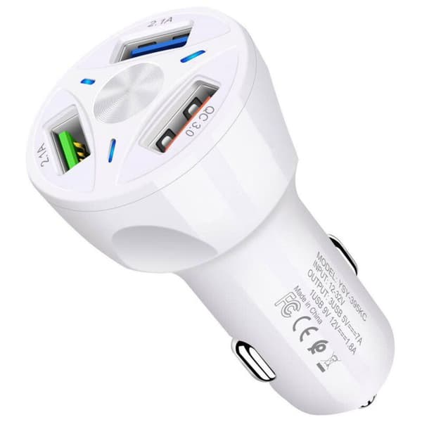 5V/7A Multi-Port QC3.0 3USB Billader En for Tre 36W-Hvit