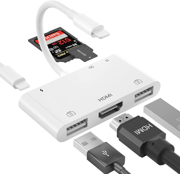 HDMI OTG-adapter, HDMI USB-hub, Lightning til HDMI Digital AV 6-i-1