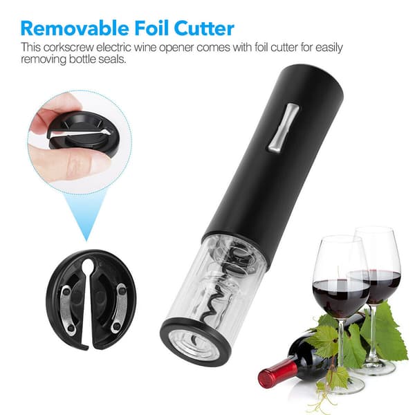 Electric Automatic Wine Bottle Opener With Foil Cutter Corkscrew Black/Red Red Red