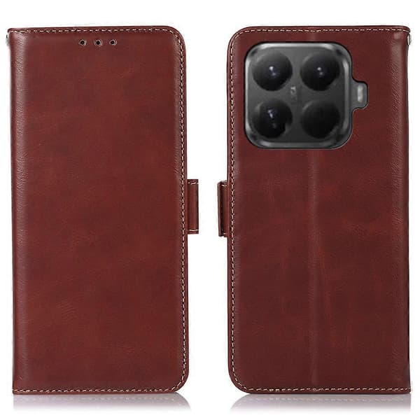 Äkta Läder Plånboksfodral för Xiaomi 15T Pro Brun Brown