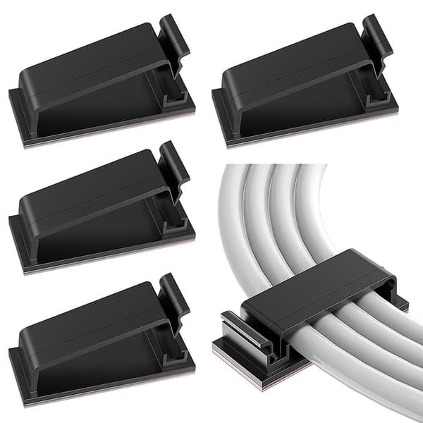 Self-adhesive Cable Clips Cable Organizer Cable Management Clips Wire Cable Holder for Car, Office and Home (10 pcs, Black)
