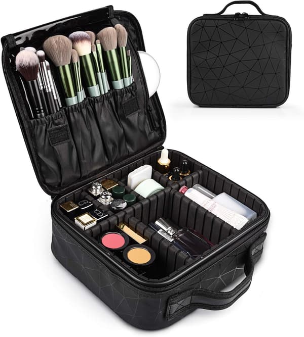 (Sort) Kosmetiktaske, Toilettaske, Bærbar makeuptaske