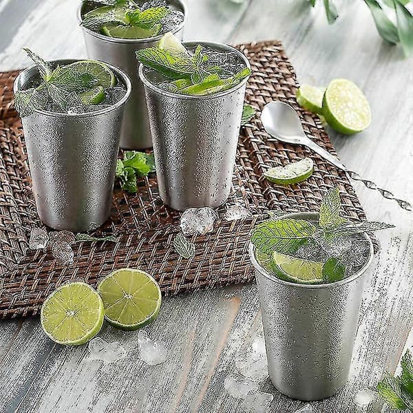6-pak Ølglas i rustfrit stål, drikkekop 350ml