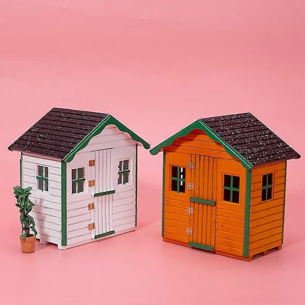 1:12 Dockhus Miniatyr Trä Sött Litet Hus Modell Härlig Villa Dockhus Dekoration, vit