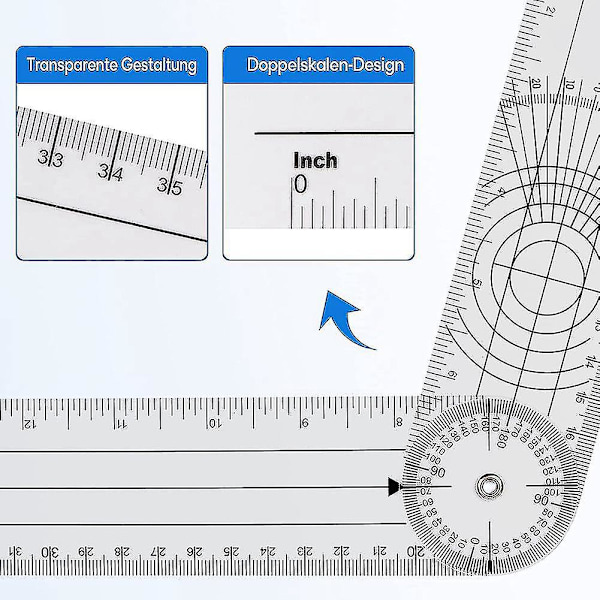 4 styk Goniometer Fysioterapi Rotation Protractor Fysioterapi PVC Til Fysioterapi, Sport
