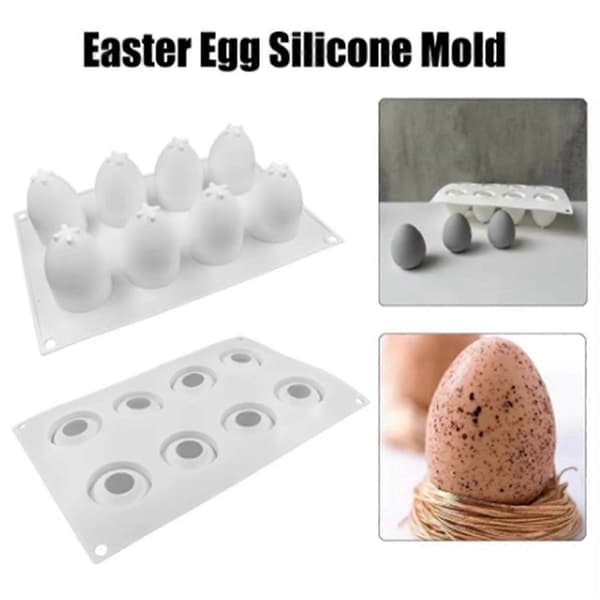 Påskeegg Silikonform Åtte Hull Tredimensjonal Eggform Gipsform DIY Håndlaget Hjemmeinnredning