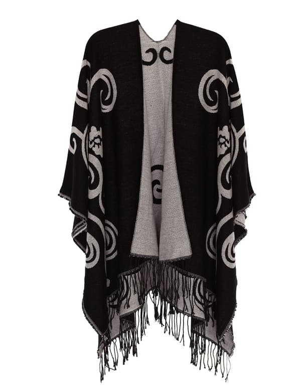 Poncho-sjal for kvinner, vinterkofte, overdimensjonert cape, elegant poncho for kvinner, kappe, varm gave til mamma