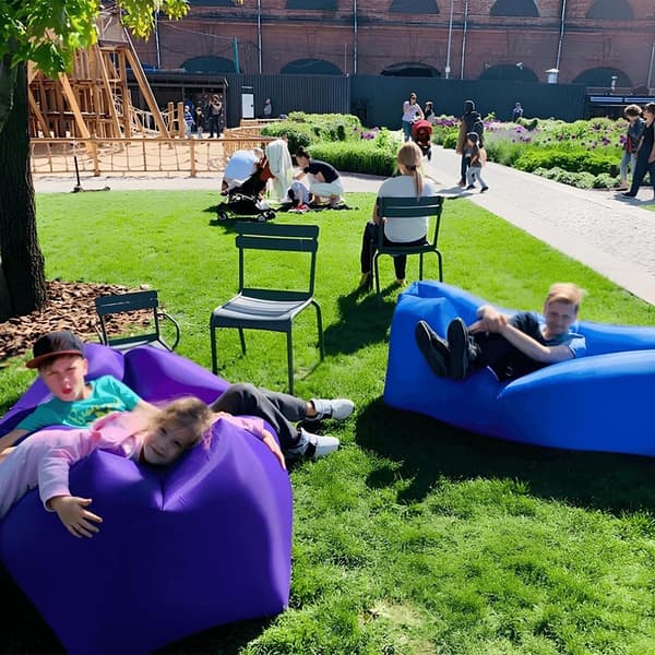 Lækagesikker - Luftsofa - Oppustelig - Campingssofa - Lazy - Sofa - Velegnet - Udendørsbrug - Strand - Musikfestival - Sort