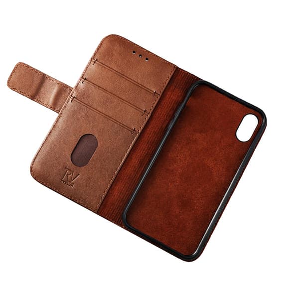 iPhone X/XS Plånboksfodral Läder Rvelon - Brun Brun brown