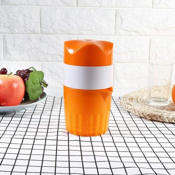 (Orange and White) Portable Manual Citrus Juicer for Oranges Mini Hand Fruit Press