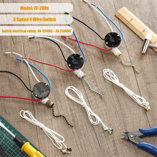 3 stk Ze-208s E89885 3-trins 4-leder lynlåskontakt til loftventilator, reservedel