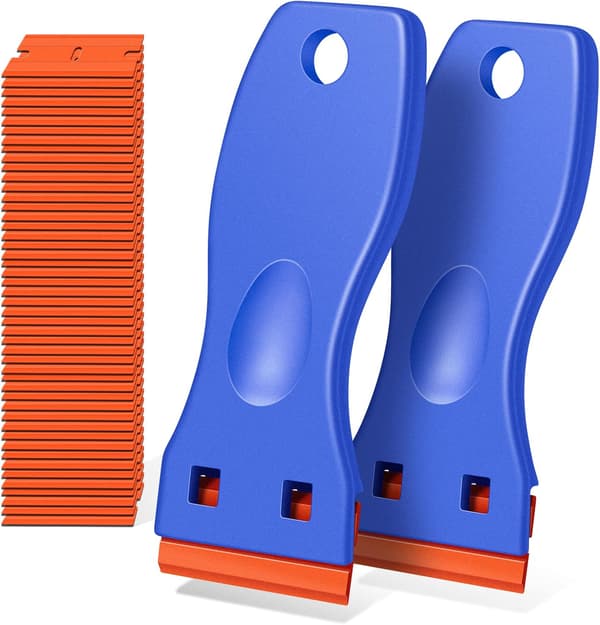 2-pack Razor Blades with 100 Blades, Plastic Razor Blades for Glue Removal, St