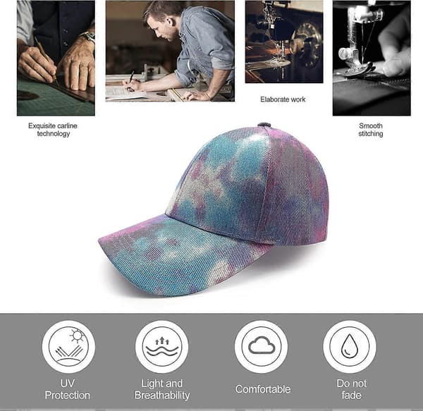 Kvinders Tie Dye Hestehale Krydsede Baseballkasketter