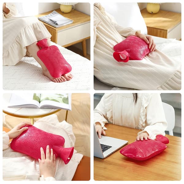 Premium Classic Rubber Hot Water Bottle, Durable 2 Liter Red red