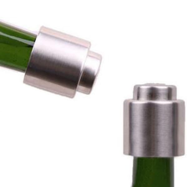 2 stk. vinpropper og champagnekorker i rustfritt stål