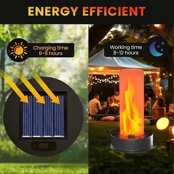 2-pak erstatningssolcellelamper med flimrende flamme, vandtætte udendørs solcellelamper, reservedele til lanterner Sort Svart