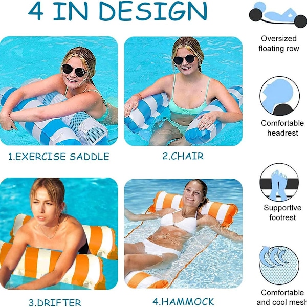 Water Hammock, 2 Pcs Floating Hammock, Inflatable Pool KLB