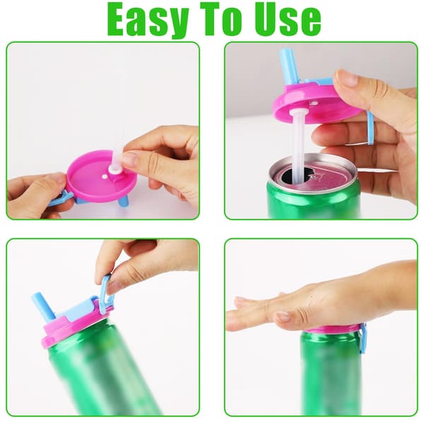 2-pack can lids with straws, soda can lids, reusable decorations for beverage cans