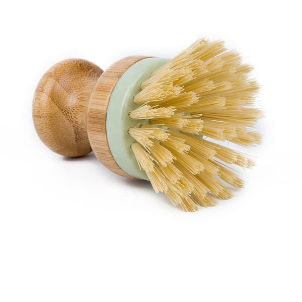 Bamboo brush, scrubbing brush for cleaning dishes, flat pans, kitchen, 2-pack